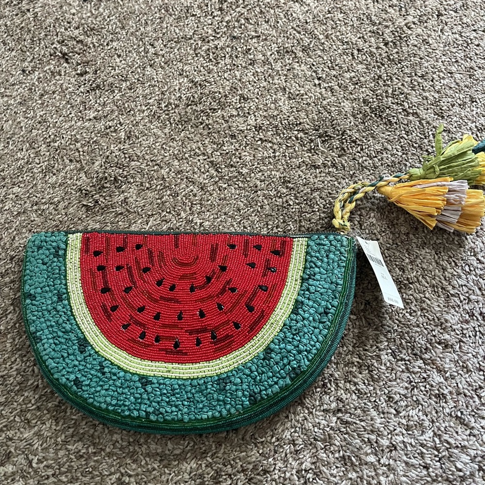 Anthropologie Beaded Watermelon Clutch